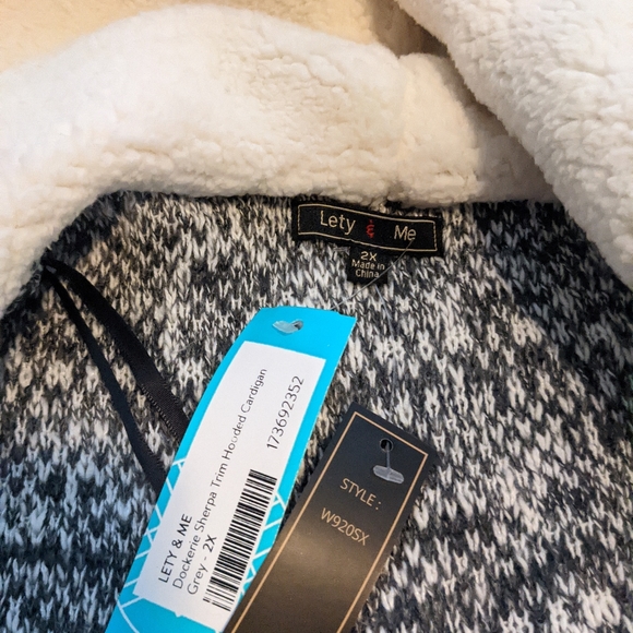 Nwt Lety Me Sherpa Trim Hooded Cardigan 